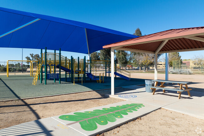 Highland Arts Elementary in Mesa includes a large shaded playround.