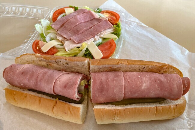 Sub and a salad at the Russo’s Submarine Shop in the Pine Air neighborhood of Palm Springs, FL.