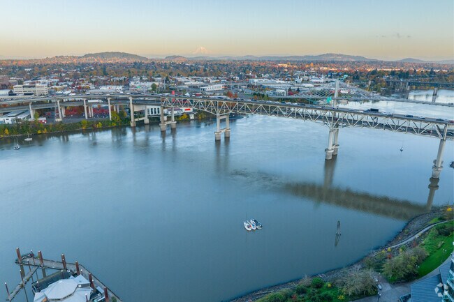 Downtown Portland hugs the west side of the Willamette River and has stunning views of Mt. Hood.