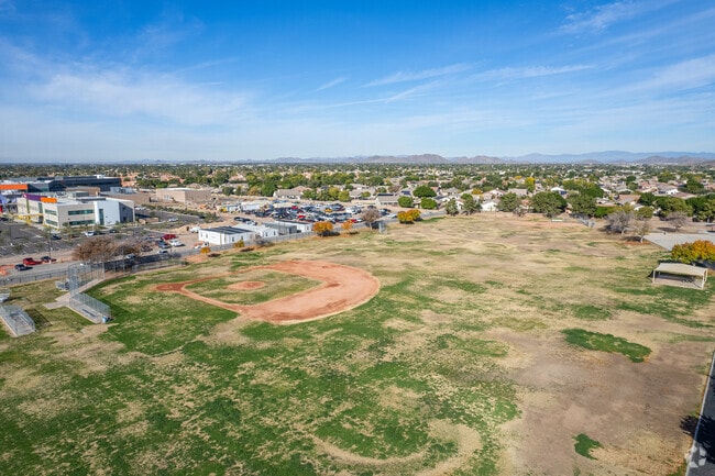A bird's eye view of Apache Elementary School in Glendale.
