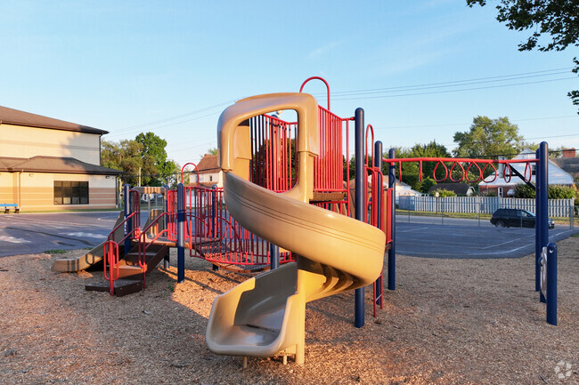Harter Elementary School has a jungle gym for kids to play at recess.