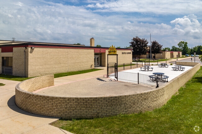 Bates Elementary School outdoor seating in the city of Trenton.