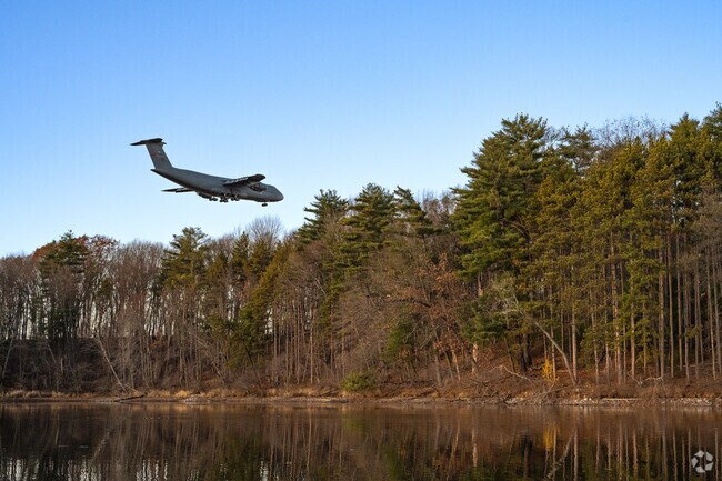 U.S. Air Force aircraft are visible from parts of Burnett Road.