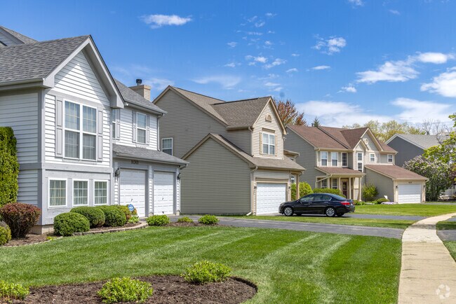New traditional two-story homes line a quiet cul-de-sac in Gages Lake.
