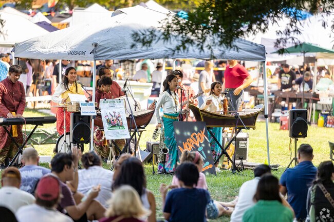 Live musicians entertain crowds at the Thai Festival in Old Town Manassas.