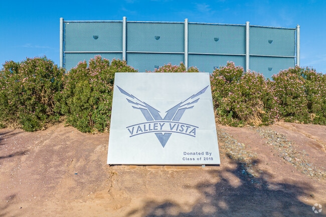The school monument sign at Valley Vista High School in Surprise.