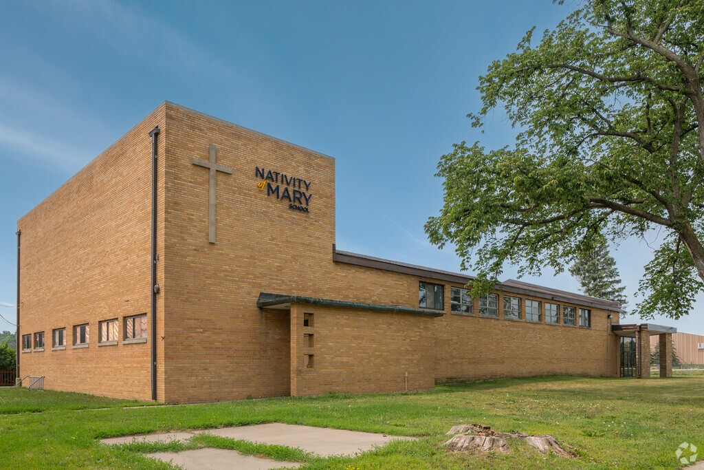 Nativity of Mary School is connected to the Church.