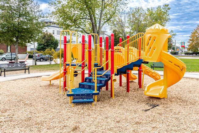 There is a play structure on the Bakersville Elementary School playground.