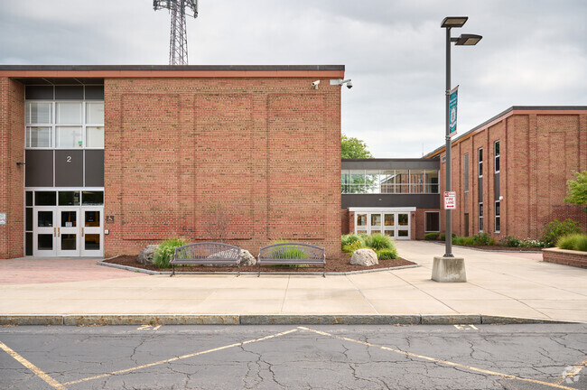 Exterior view of Rush Henrietta Senior High School.