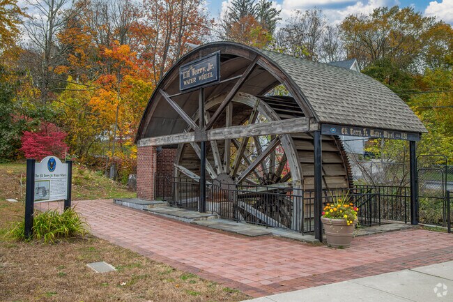 Step into Terryville's rich history at the Eli Terry Water Wheel.