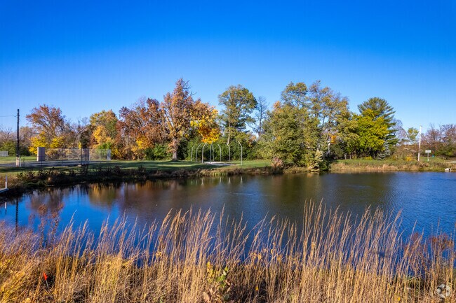 A fishing pond at Pewaukee Village Park.