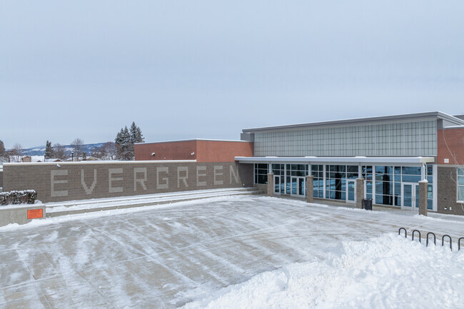 Evergreen Middle School features lots of outdoor space for its students.