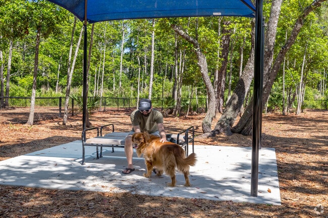 The Recharge Amenity Center also has a shaded dog park for dogs to enjoy.