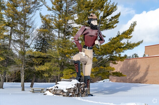 Alpena Community College is home to Kaiser Paul, a Paul Bunyan statute made from car parts.