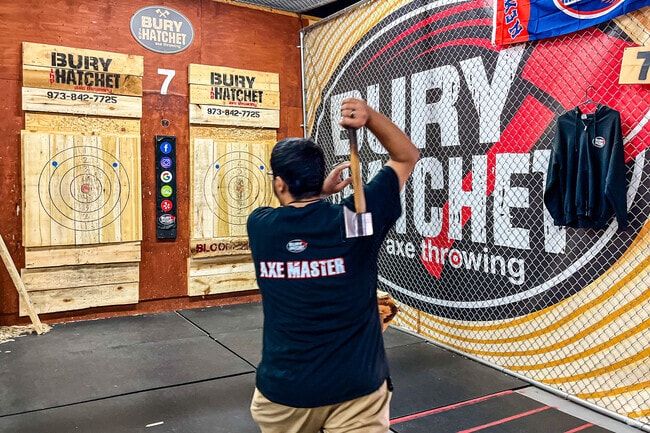 Bury the Hatchet offers axe throwing as a fun activity in Glen Ridge, NJ.