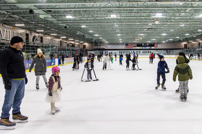 At Roseville New Years Eve on Ice attendees can skate indoors in the skating center.