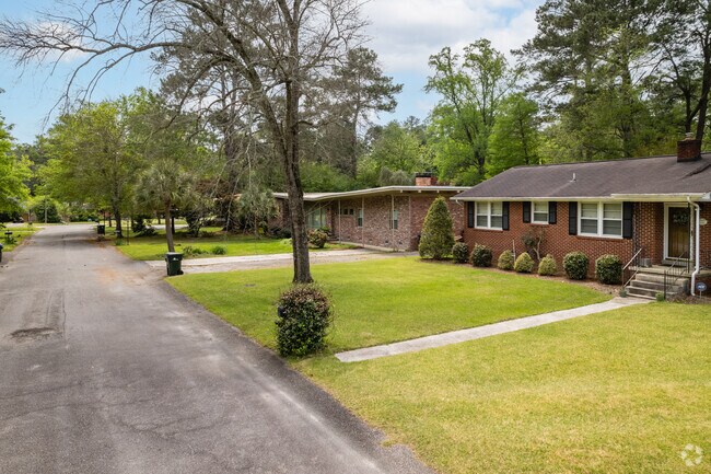 Lovely homes line the street and create a cozy atmosphere.