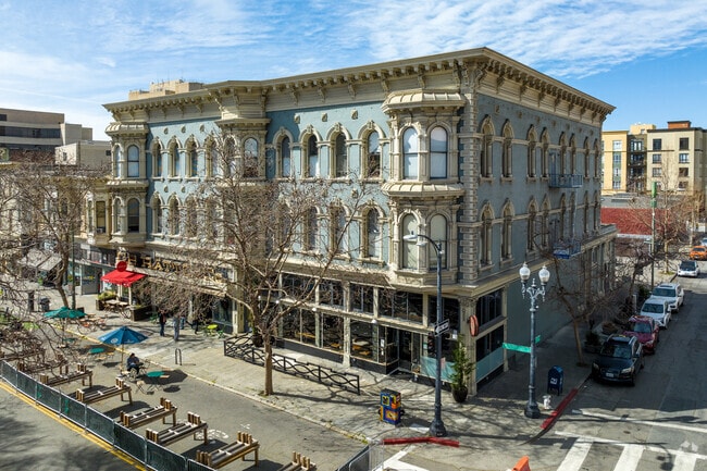 View of shops in the Old District of Oakland CA.