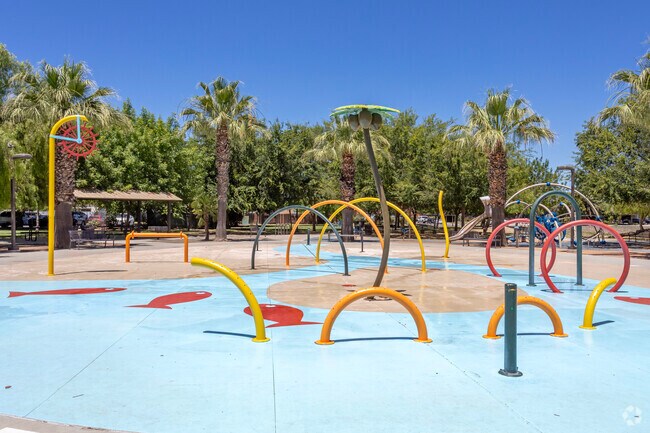 Kids in Firebaugh can find relief from the summer heat in the splash pad at Maldonado Park.