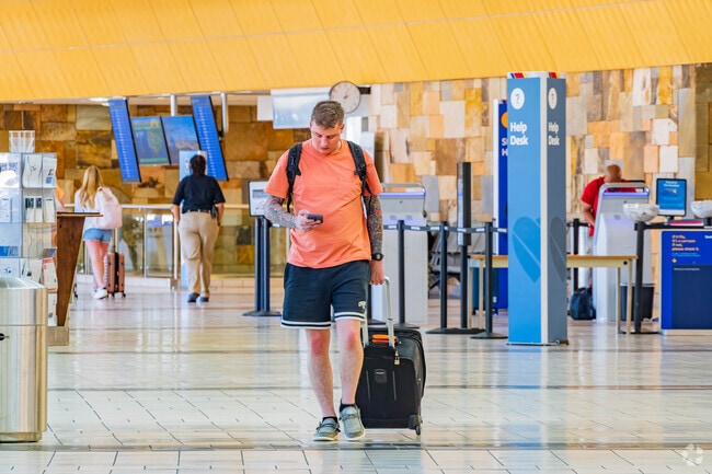 Will Rogers World Airport is less than six miles west of Highlander Community South.