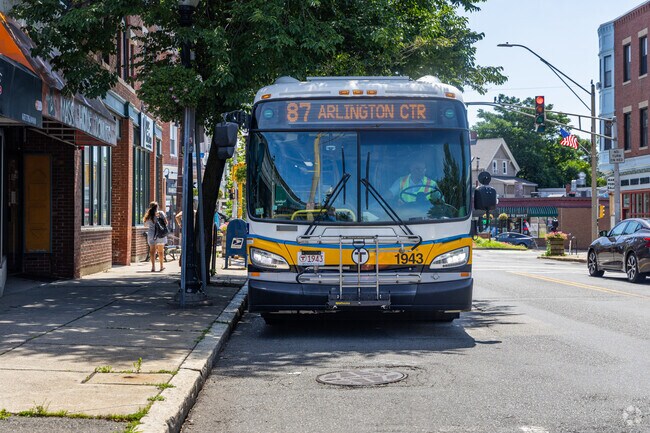 The MBTA provides bus services throughout the Teele Square neighborhood in Somerville, MA.