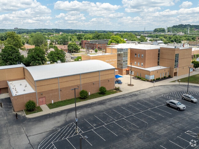 An aerial view of Ethel M Taylor Academy showing the layout of their campus.