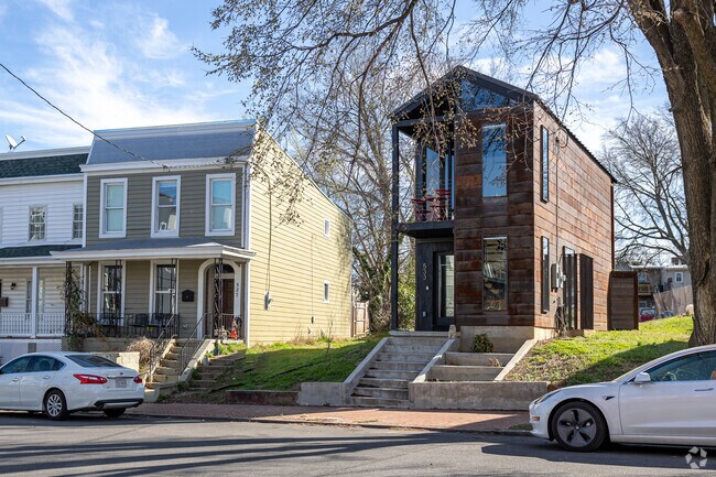 Unique architecture to take advantage of small lots speckle the neighborhood of Union Hill.