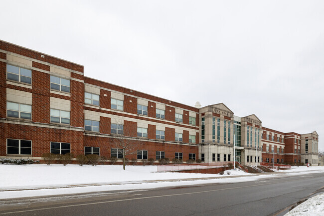 John Adams High School's brick exterior is a solid symbol of timeless education.