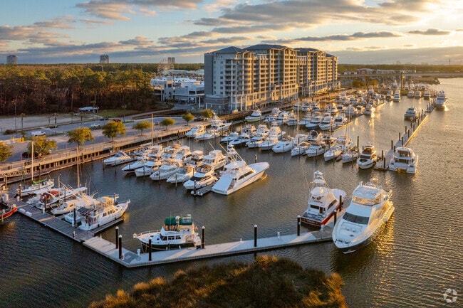 The newly constructed Wharf Marina has boat slips for boats of all sizes.