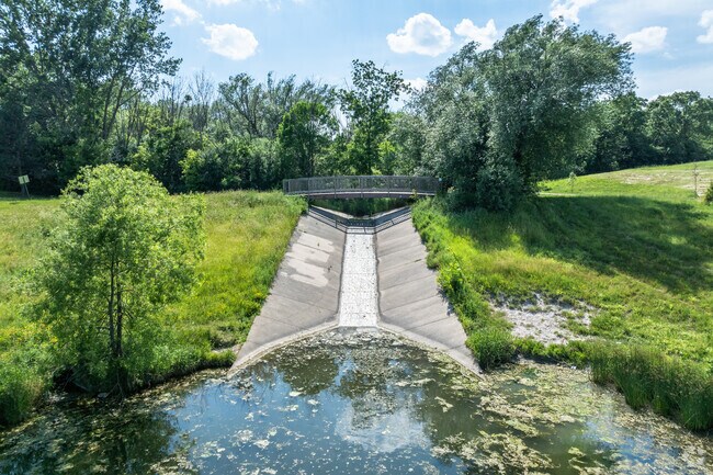 Shagbark Recreation Area near Endee features trails and a scenic bridge.