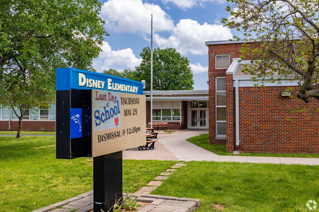 Front Entrance and Signage at Walt Disney Elementary School