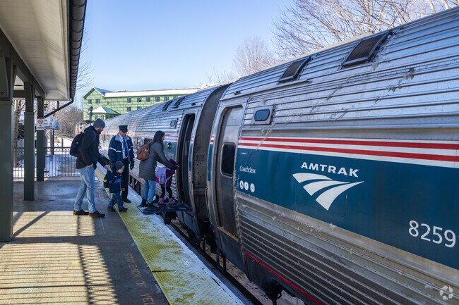An Amtrak train station is located in Dover, which is a short drive from New Durham.
