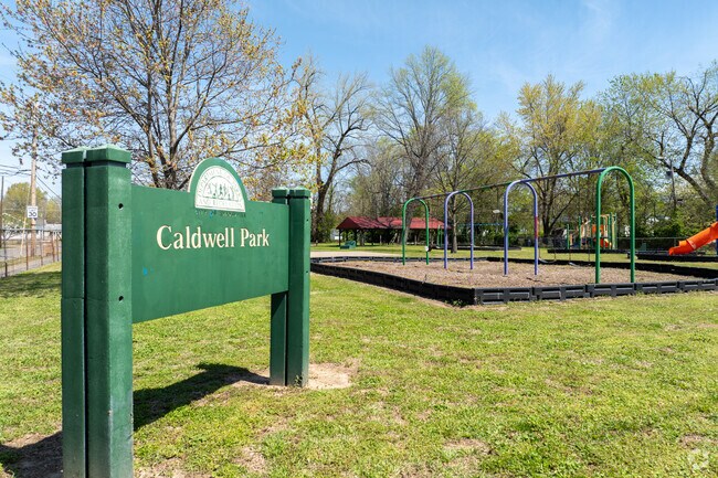 Active residents head to Caldwell Park for a playground, open green space, and community events.
