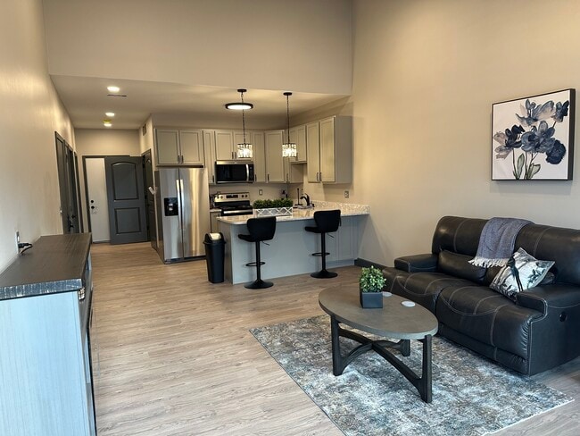Open floorplan with gorgeous sit-down storage bar