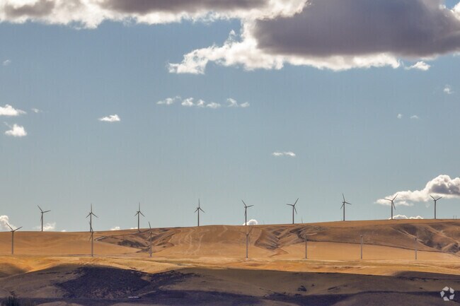 Wind turbines near Finley contribute to the region’s renewable energy efforts.