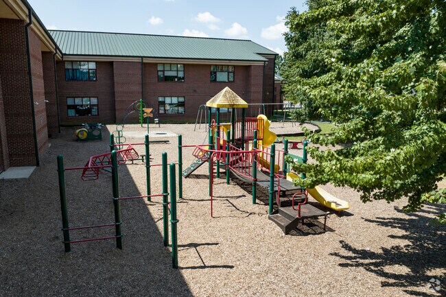 Students of Christenberry Elementary School can play on the playground in Oakwood.