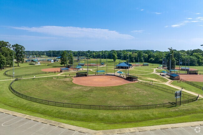 The baseball fields at Bishop Park, located in Bryant, Arkansas, are south of Little Rock.
