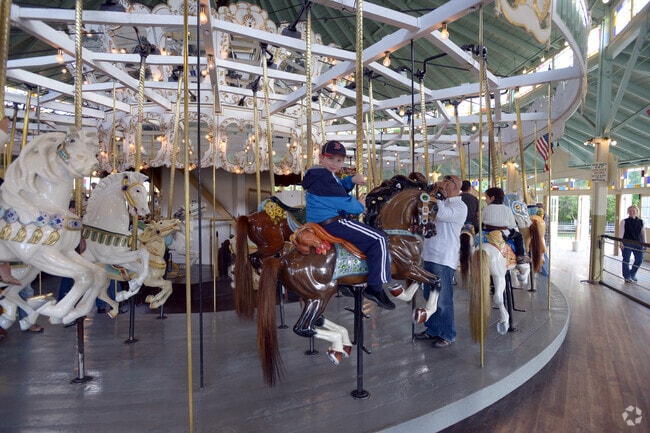 The epicenter of Riverside is the Looff Carousel in Crescent Park where kids of all ages ride.