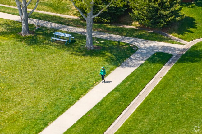 Homestead Park in Fort Collins is a neighborhood park with a paved path and a playground.