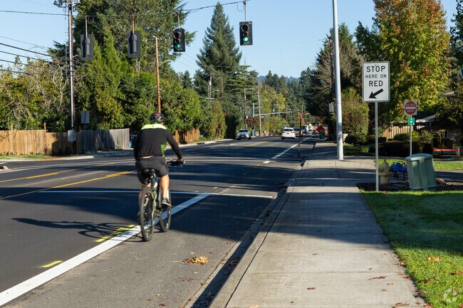 Bike lanes on SW Scholls Ferry make commuting by bike a joy in Denney Whitford.