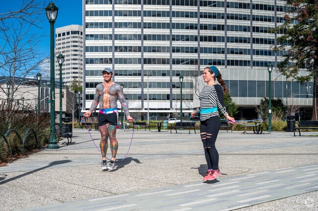Oakland locals get their daily exercise in at Snow Park.