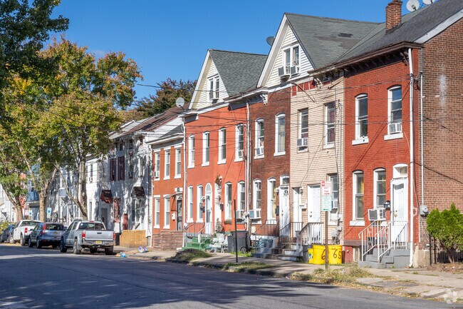 Rows of older townhomes are the most common housing style in South Trenton.