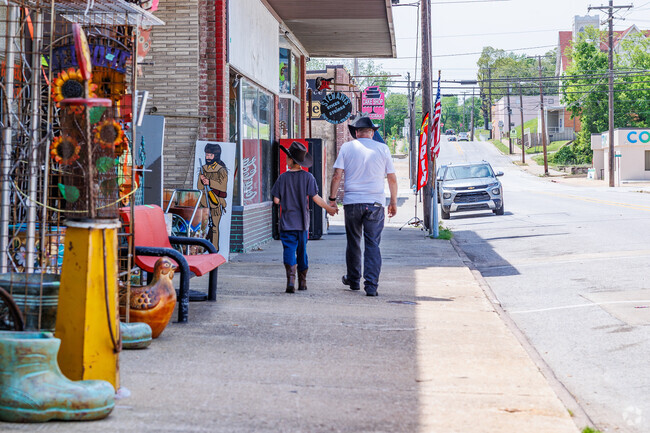 Locals enjoy walking through downtown Harrison.