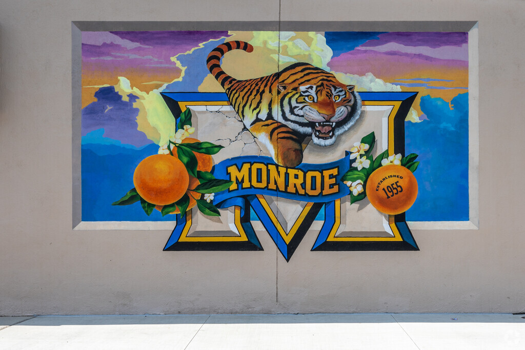 Roaring with pride, the tiger stands as the spirited mascot of Monroe Elementary School.