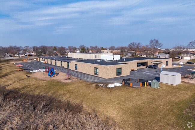 Edgewood Elementary School and it's play area.