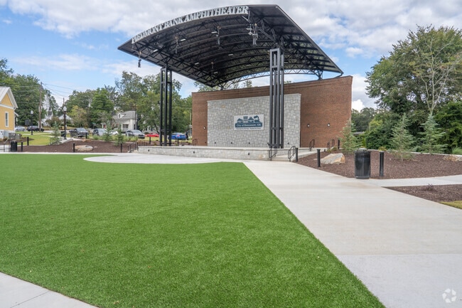Depot Park in Downtown Kennesaw features a band new Piedmont Bank Amphitheater.