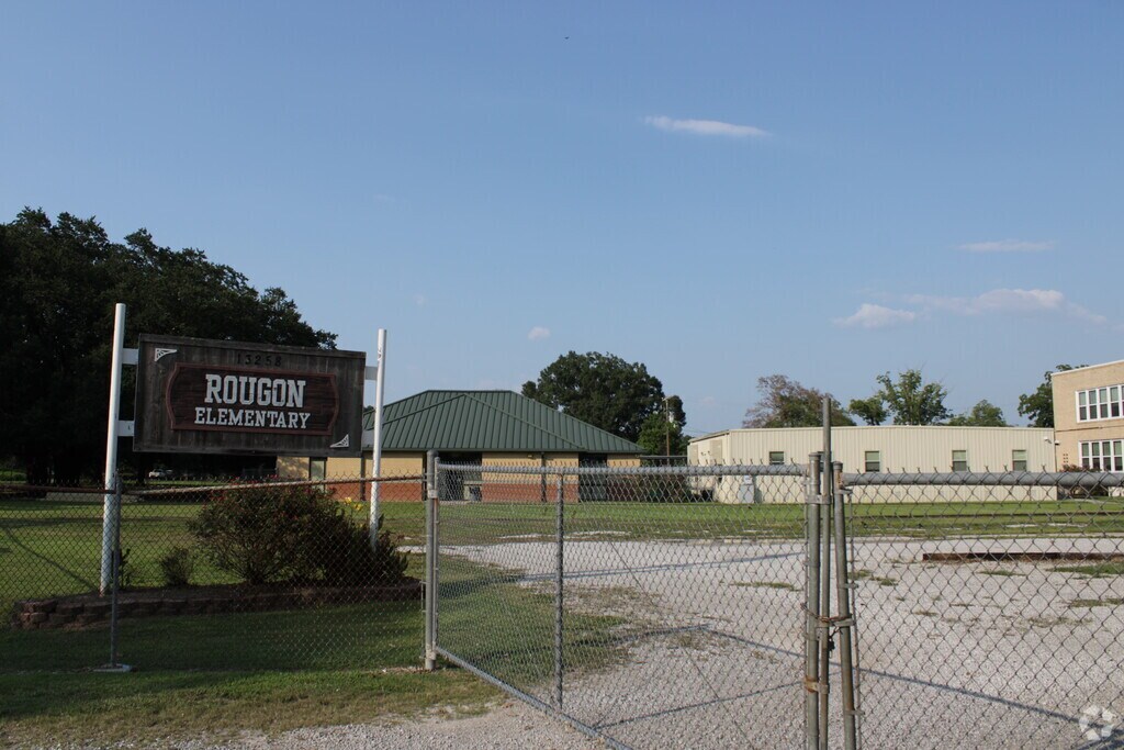 Main gates and sign at Rougon Elementary School in Pointe Coupee Parish, Rougon LA