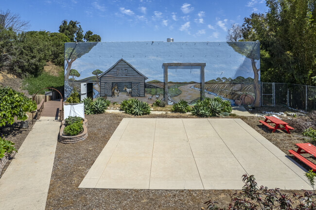 The mural at the JCS - Cedar Cove in Encinitas mural near garden area.