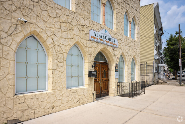 A close view from the left of Alpha & Omega Christian School, Newark, NJ.