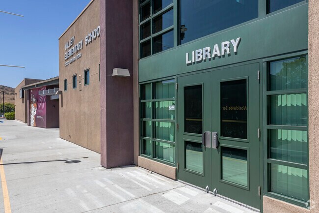 Valley Elementary school's library can be accessed from the front of the school in Poway, CA.